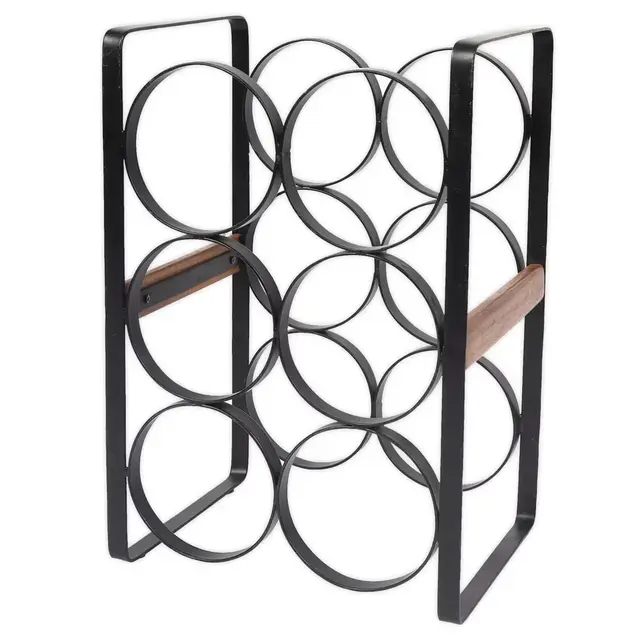 Our Table™ 6-Bottle Wood and Metal Wine Rack in Black