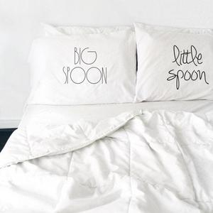 Wedding Gift Big Spoon Little Spoon Pillow Cases for couples, Weddings, Love Pillowcases, His and Hers Pillows Couples Pillow