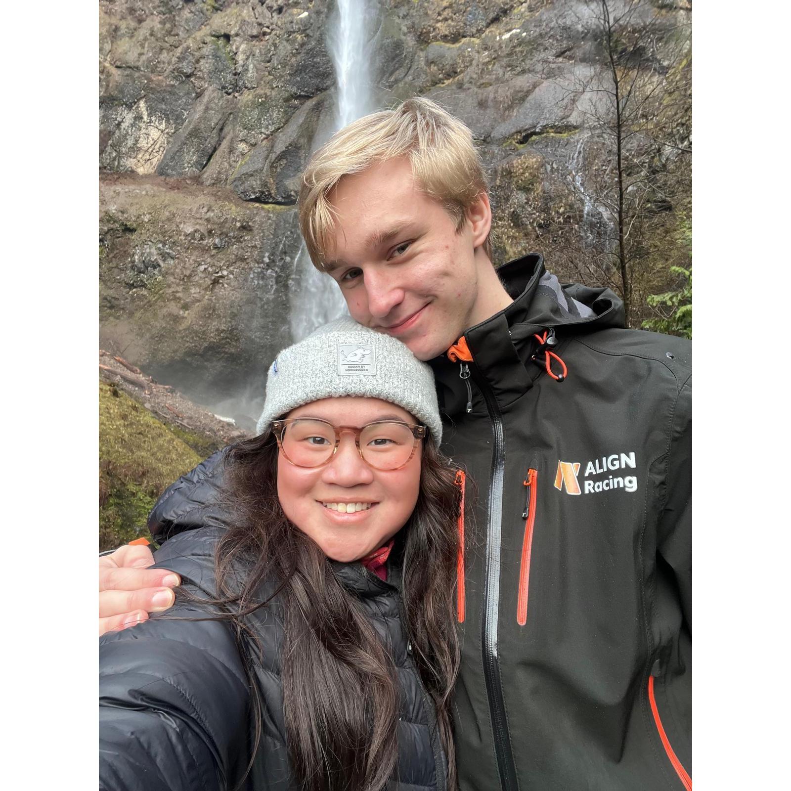 Us by Multnomah falls. March 2023