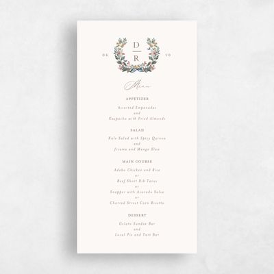 Beige Greenery Wedding Menu - Eglamore