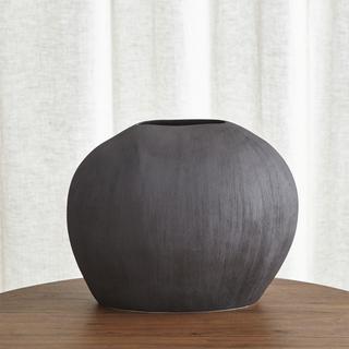Alura Short Dark Grey Oval Ceramic Vase