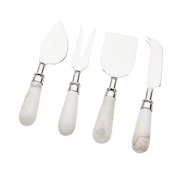 White Marble Cheese Knives, Set of 4