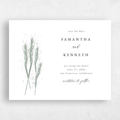 Green Fall Wedding Save the Date - Alder Wheat