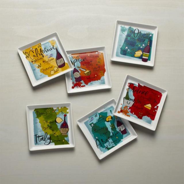 Wines of the World Plates, Set of 6