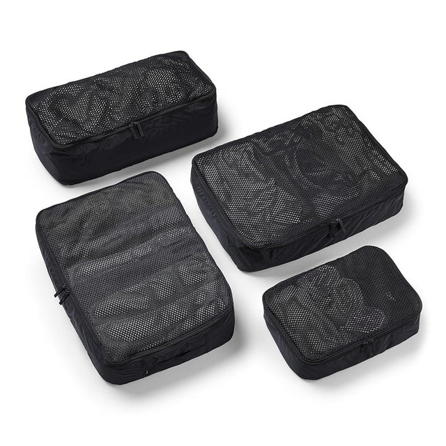 July Packing Cells - 4 Set Packing Cubes Luggage Organizer Bags (S, M, 2 x L), Must-Have Suitcase Organizer for Travel, Road Trip & Camping Accessories, Stain-proof, Washable, 3 Sizes - Charcoal