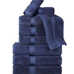 Navy Blue Superior 9-pc. Egyptian Cotton Heavyweight Solid Plush Towel Set