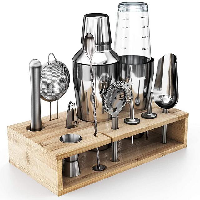 La Bonn Bartender Set, Bar Accessories and Martini Shaker and Boston Shaker. Bartender kit stand for bar