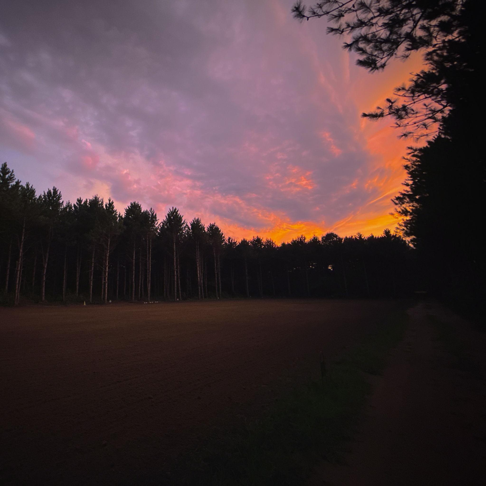 A view of the arena during a summer sunset. With any luck, this will be the same view guests will see during the reception.