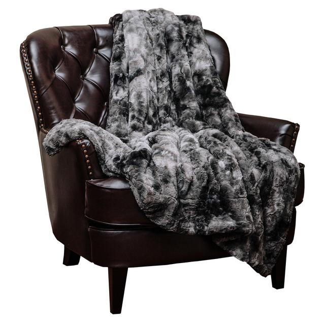 Chanasya Faux Fur Throw Blanket | Super Soft Fuzzy Light Weight Luxurious Cozy Warm Fluffy Plush Hypoallergenic Blanket for Bed Couch Chair Fall Winter Spring Living Room (50&quot; x 65&quot;) - Dark Grey