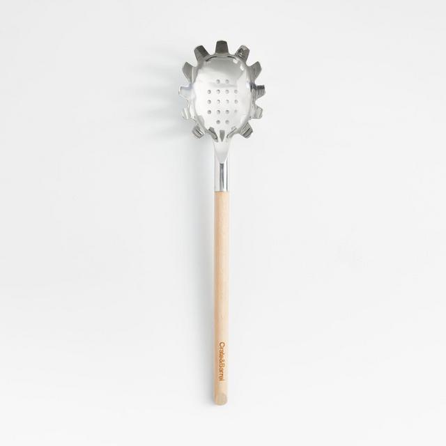 Crate & Barrel Beechwood and Stainless Steel Pasta Spoon