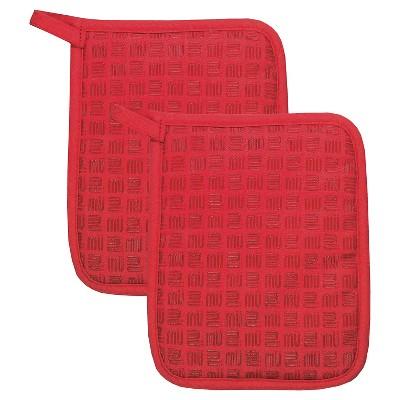 2pk 7&#34;X9&#34; Herringbone Potholder Red - Mu Kitchen