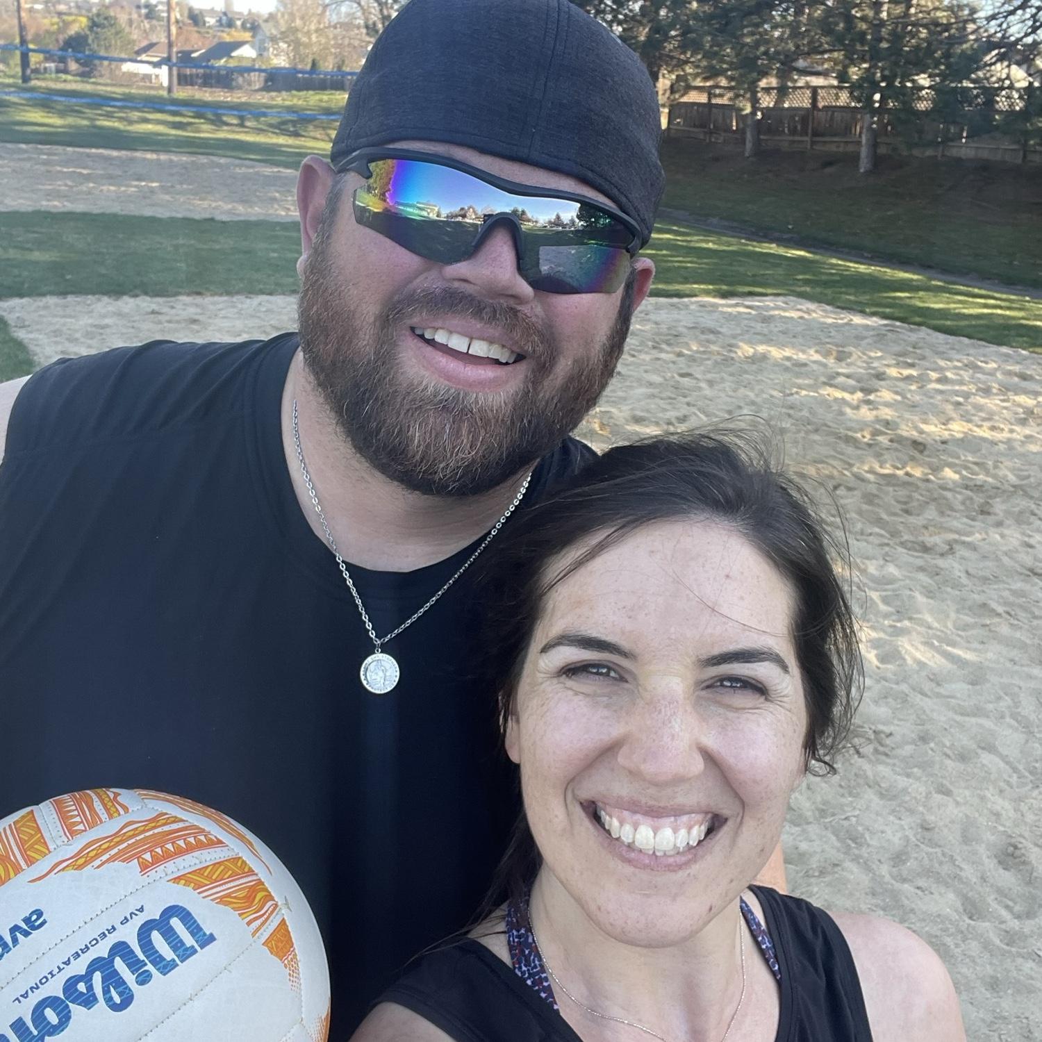 A frequent summer date night includes sand volleyball ❤️🏐