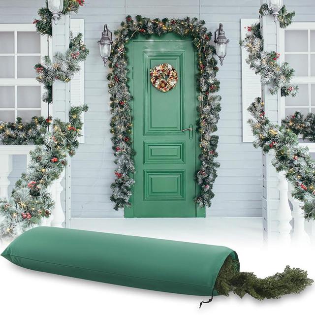 Dansydaisy Christmas Garland Storage Bag Fits up to 15 ft Garland Large 420D Thickened Polyester Drawstring Storage Containers for Holiday Xmas, Dark Green