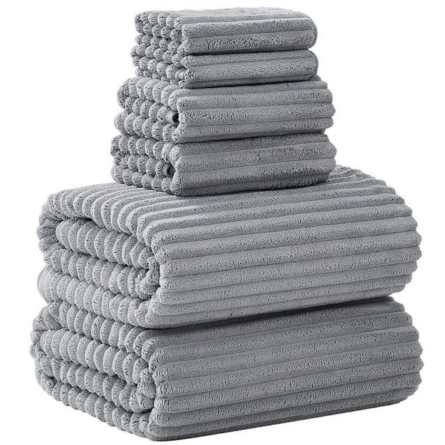 NALIVO Extra Large Bath Towel Set of 6 (40"x80"),Oversized Bath Sheet Super Soft Highly Absorbent Microfibers Quick Dry Luxury Shower Towel for Bathroom Spa Gym Hotel Yoga (Gray, 6Piece)