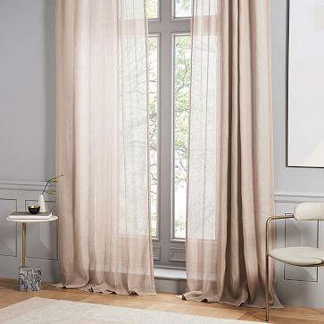 Sheer Belgian Flax Linen Curtain - Dusty Blush