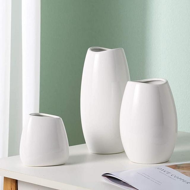 Vases Set of 3 White Ceramic Vase Home Decorations for Living Room Table Vases Office Décor