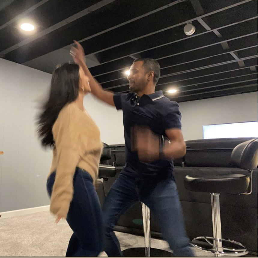 Casual dance party in the basement moments before Saravanan got down on one knee.