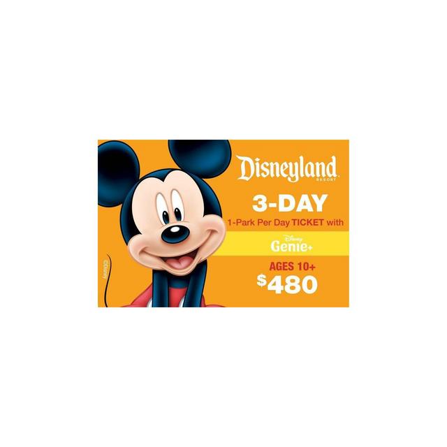 Disneyland 3 Day 1 Park per Day Ticket with Genie+ Service $480