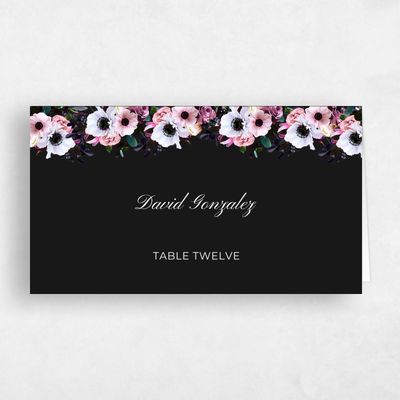 Black Wedding Place Card - Napa