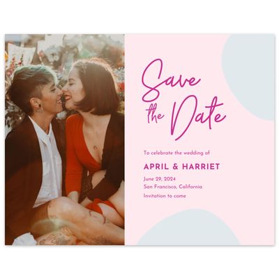 Pink Modern Wedding Digital Save the Date - Bahia Photo