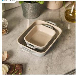 STAUB Ceramic 2-pc Rectangular Baking Dish Set, Macaron Pastel Blue