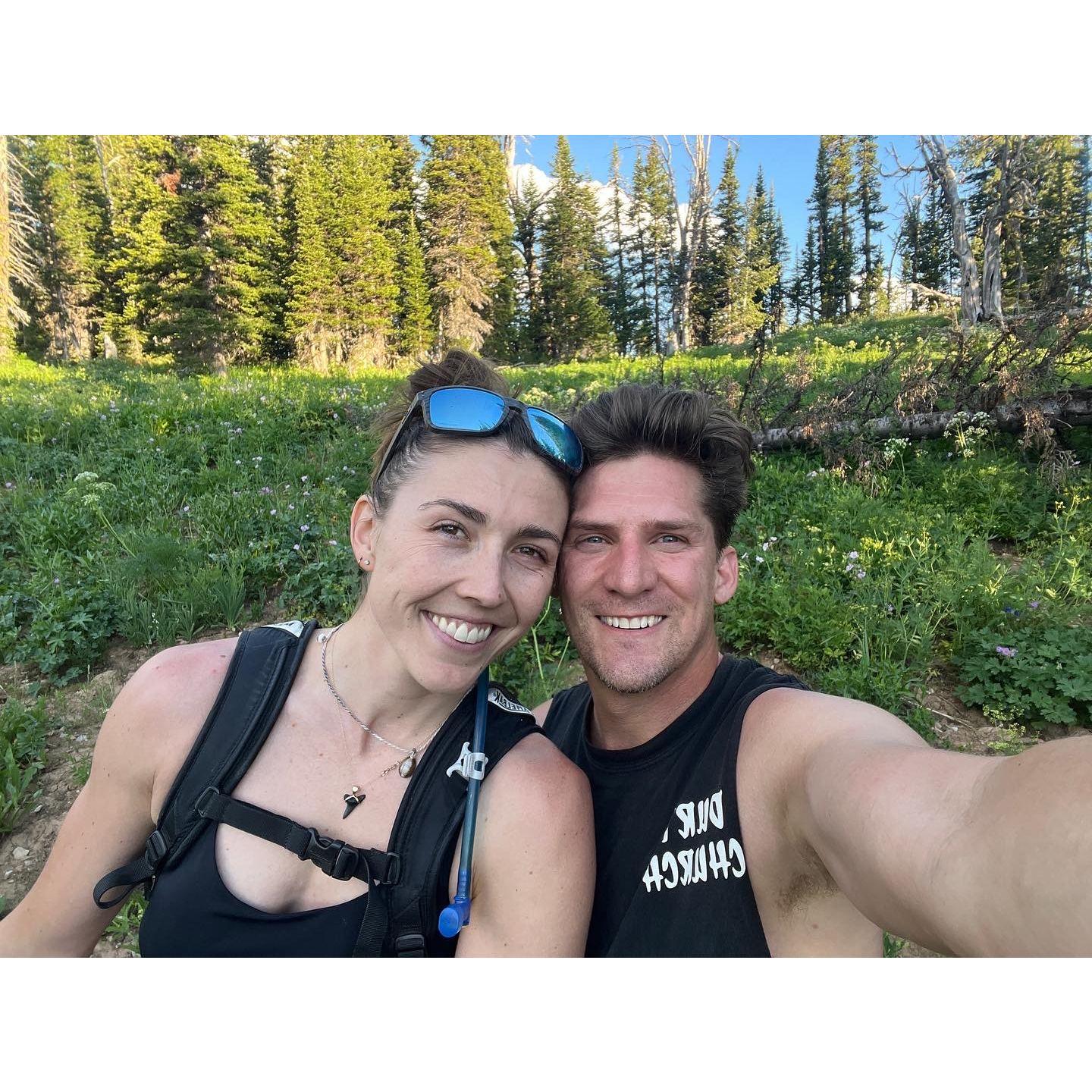 Gabe's a biker and Ginny is a hiker. We both hiked to the top of the trail so he could bike down and I'd hike out.