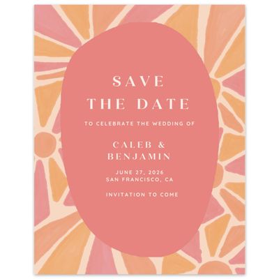 Coral, Pink Wedding Digital Save the Date - Barcelona Portrait