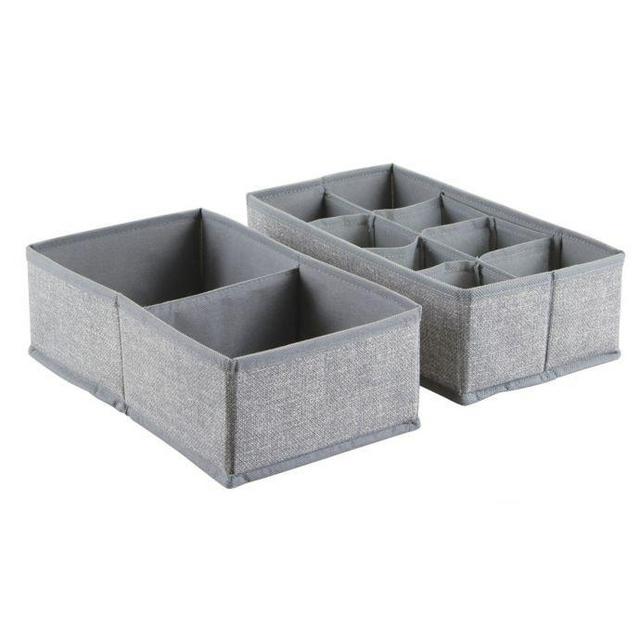iDesign® Aldo Fabric Dresser Drawer Organizers in Grey (Set of 2)