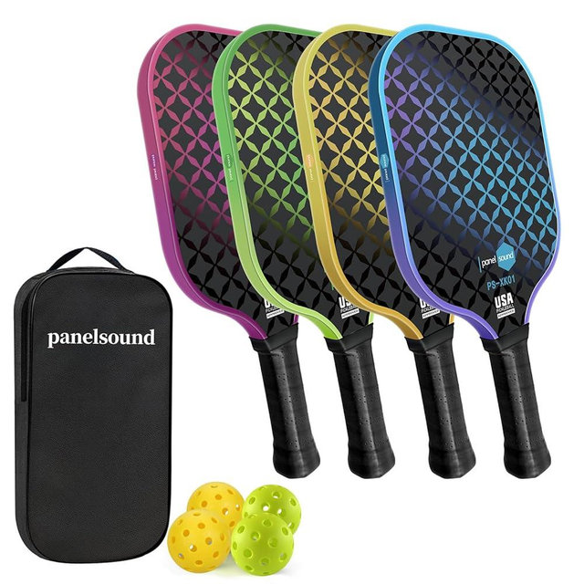 Pickleball Paddles Set of 2 or 4, USAPA Approved Fiberglass Pickleball Racket Set with 4 Outdoor Pickleballs and 1 Carrying Case