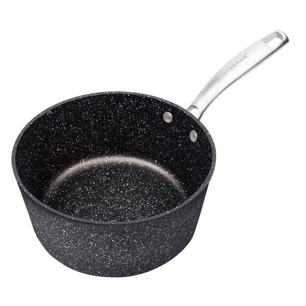 2 QT. SAUCE PAN WITH GLASS LID NON-STICK CAST ALUMINUM GRANITE LOOK FINISH, 7"