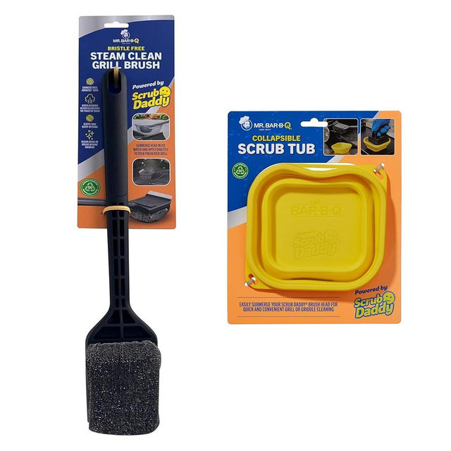 Mr. Bar-B-Q Bristle Free Grill Brush Plus Scrub Tub Bundle | Powered by Scrub Daddy