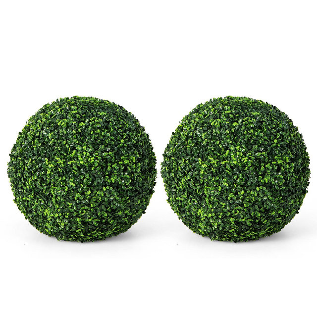 Costway 2 PCS Artificial Plant Topiary Ball 19" Faux Decorative Balls for Indoor Outdoor