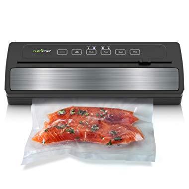 NutriChef Upgraded Vacuum Sealer | Automatic Vacuum Air Sealing System For Food Preservation w/ Starter Kit | Compact Design | Lab Tested | Dry & Moist Food Mode, Built-in Bag Cutter, 2018 Model