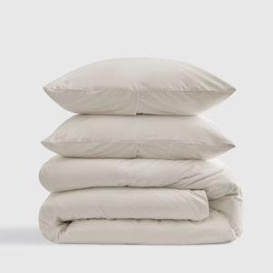 Classic Organic Percale Duvet Cover Set (Full/Queen, Sand)