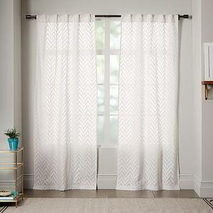 Semi-Sheer Chevron Curtain - White