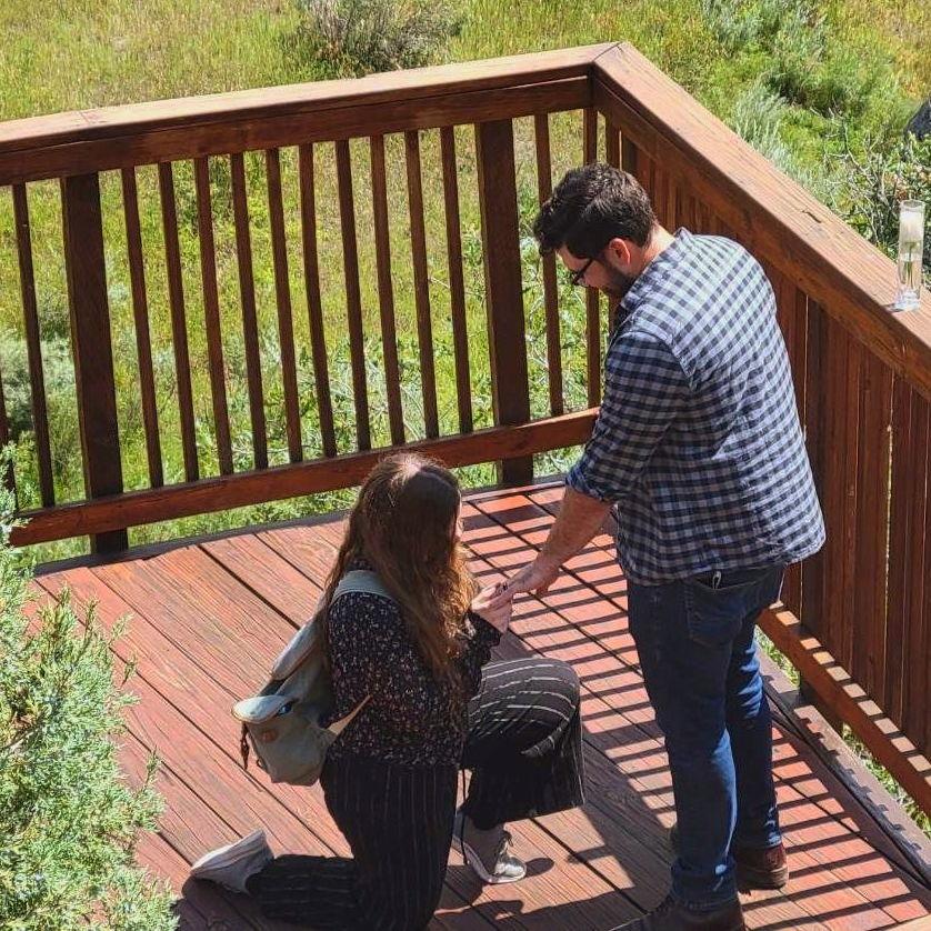 Emily's proposal to Nic at Castlewood Canyon State Park.
