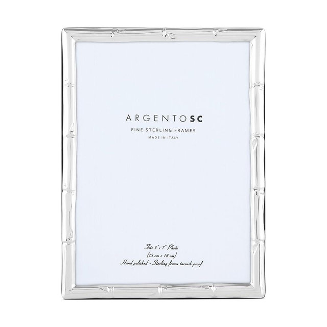 Argento SC Bamboo Sterling Silver Picture Frames - Handmade in Italy, Tarnish-free, Silver Picture Frame with Dual Easel for Portrait & Landscape Display, Exceptional Gift for Any Occasion (5X7)