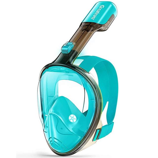 Greatever G1 Snorkel Mask Foldable Panoramic View Full Face Snorkeling Mask with Detachable Camera Mount, Dry Top Set Anti-Fog&Anti-Leak, for Adults&Kids