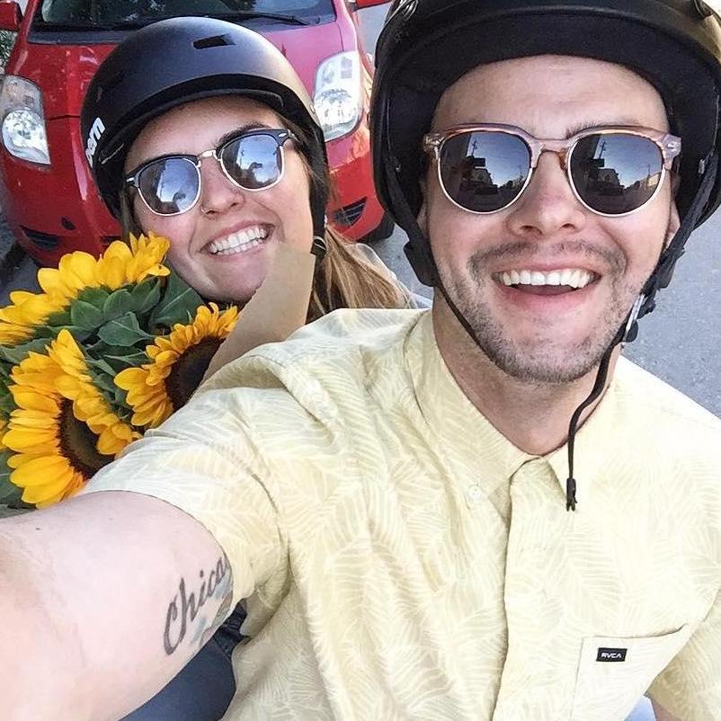 First date! Zipping around SF on Tracy's scooter.