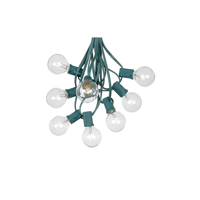 Novelty Lights 25 Feet Clear G40 Globe Outdoor Patio String Lights, Green Wire