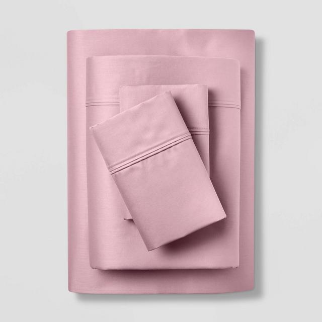 Full 400 Thread Count Solid Cotton Performance Sheet Set Mauve - Threshold™