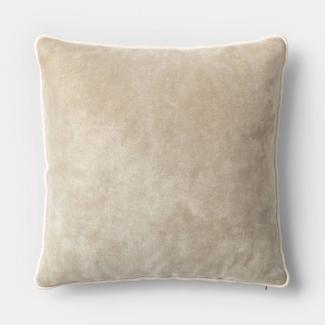 Square Cotton Velvet Throw Pillow Neutral - Threshold™