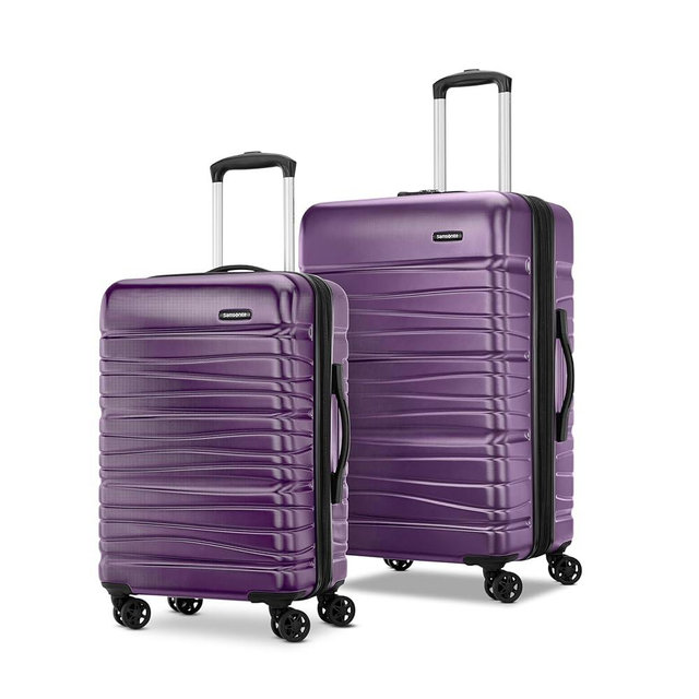 Samsonite Evolve Se Hardside Expandable Luggage with Double Spinner Wheels, Purple, 2PC Set (CO/M)