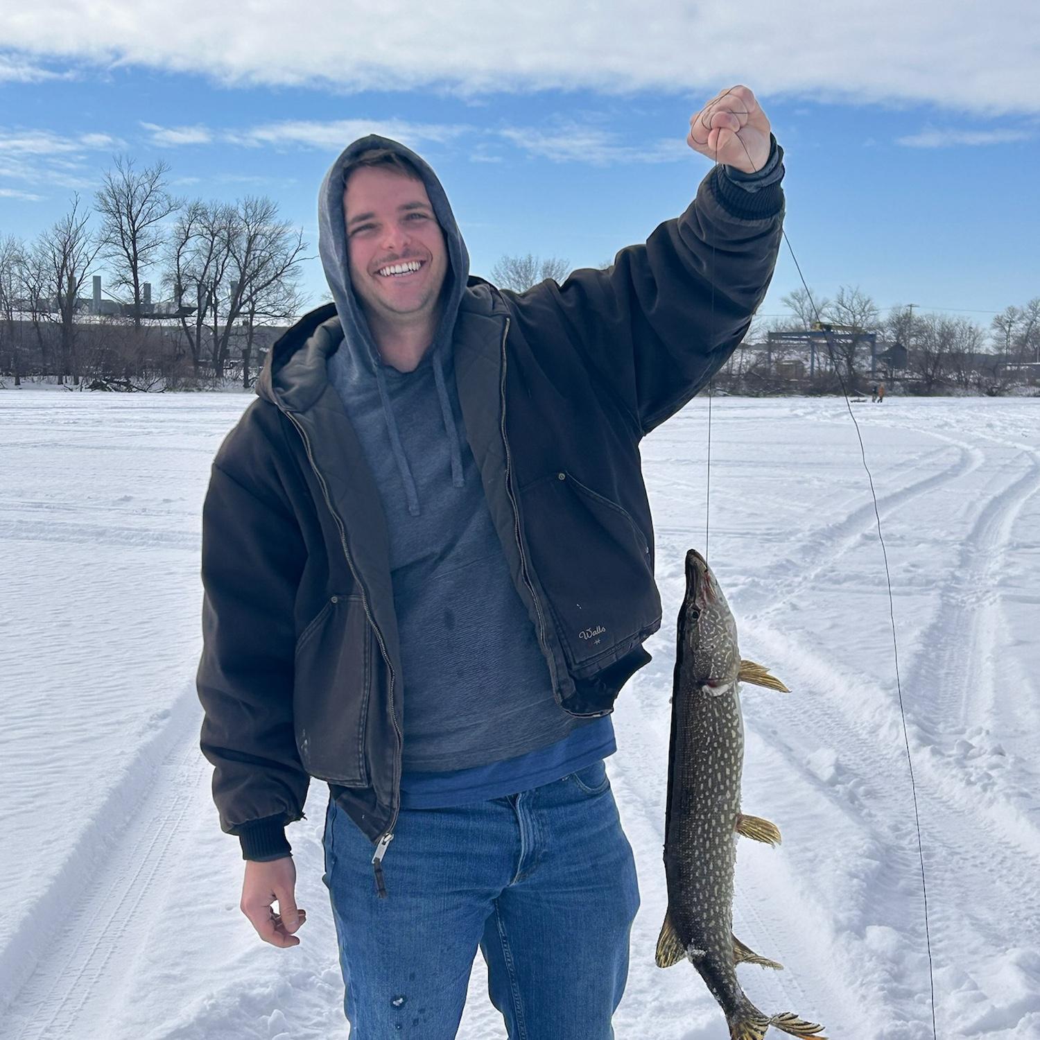 Daniel getting to ice fish in Wisconsin