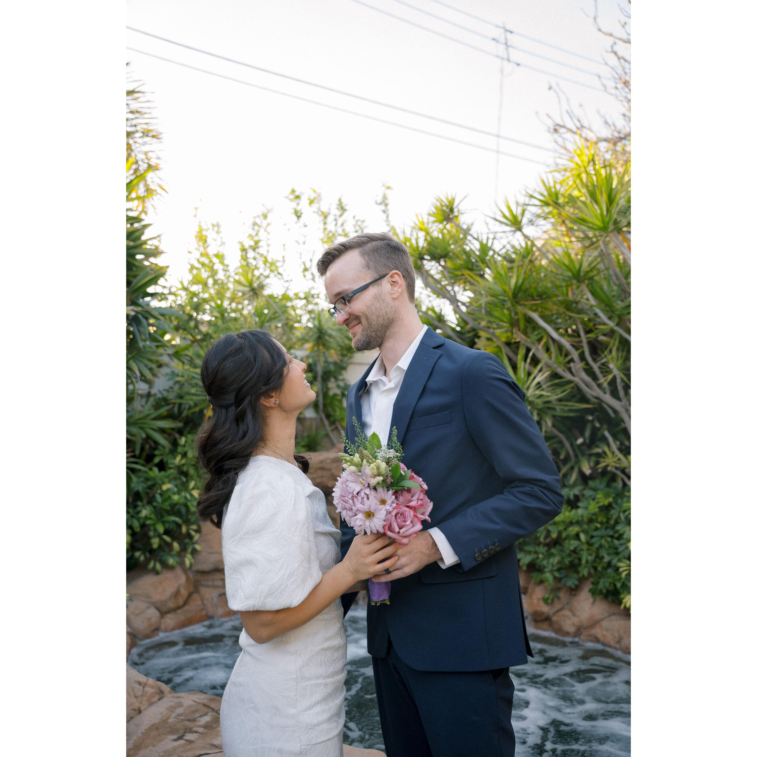 Our ring ceremony for our families at Garrett's Mom's backyard 2/22/25