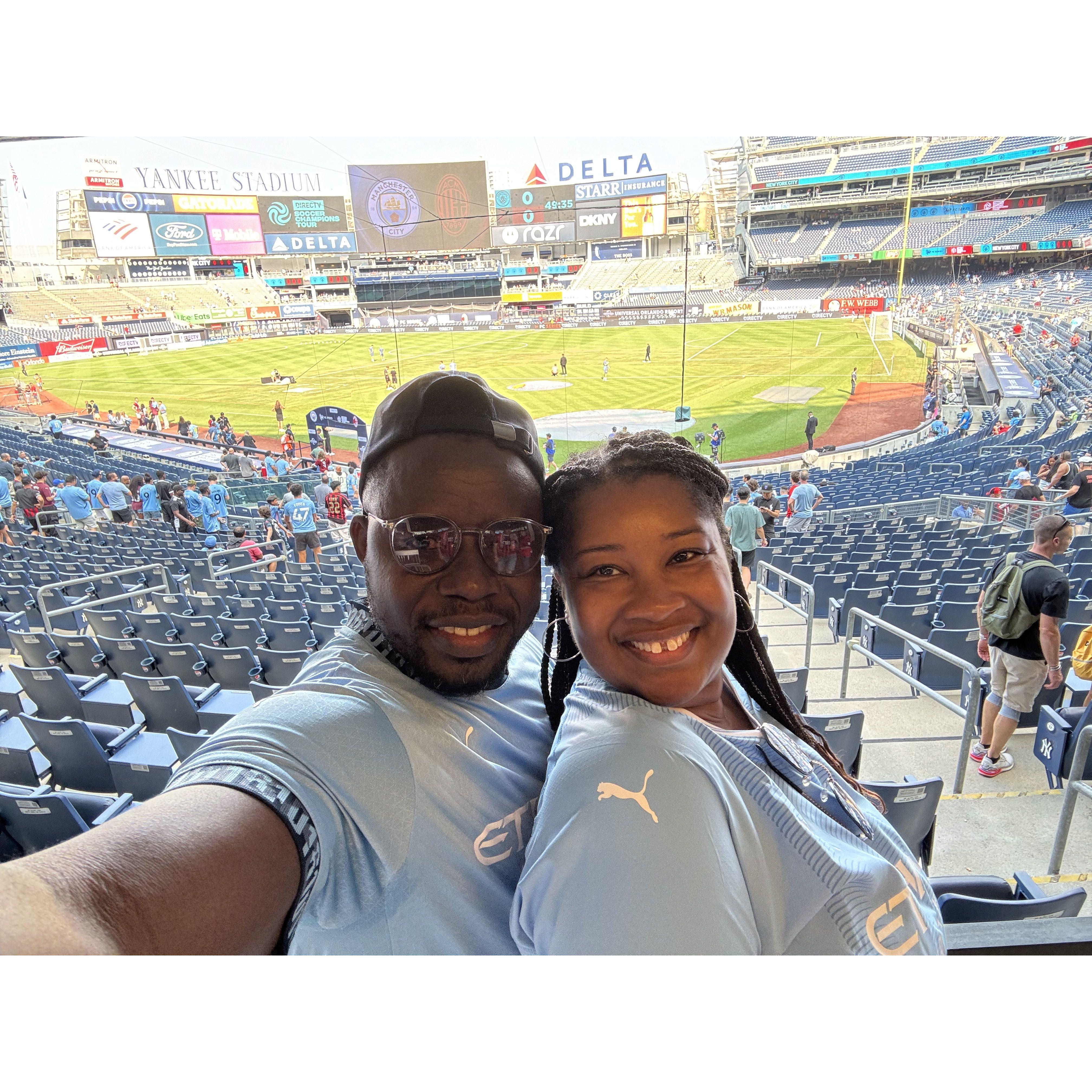Man City and AC Milan preseason game at the Yankees Stadium. It was the ONLY reason a Boston girl ever dare to step into Yankee Stadium.