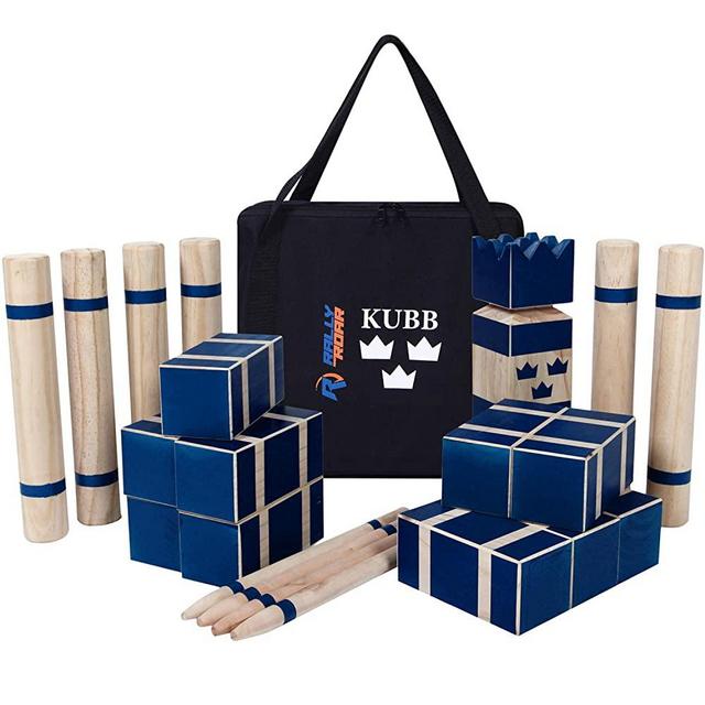 Kubb Premium Set Yard Game Set for Adults, Families - Fun, Interactive Outdoor Games - Durable Wood Blocks with Travel Bag - Clean, Games for Outside, Lawn, Bars, Backyards