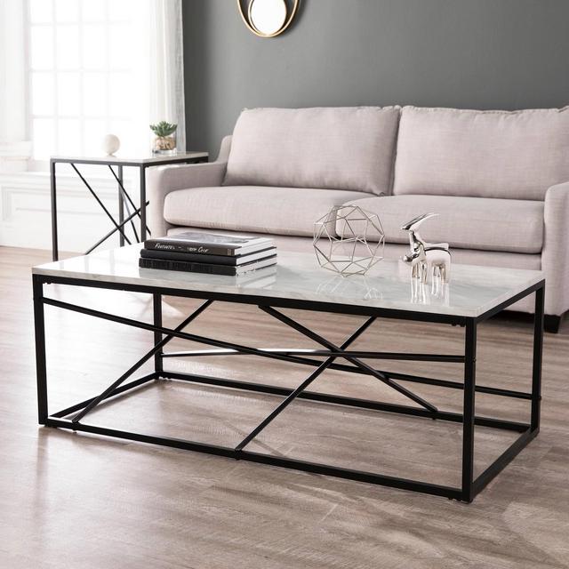 Arendale Faux Marble Coffee Table Matte Black - Aiden Lane