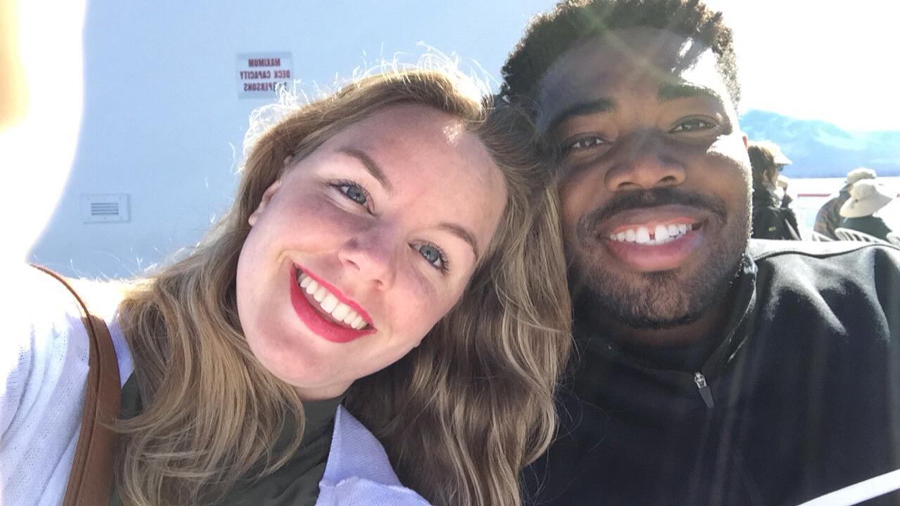 Enjoying. Sunny day on the Tahoe Queen ferry in Lake Tahoe