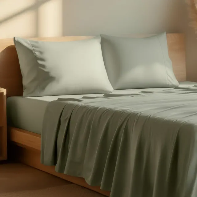 Queen Sage 4 Piece Bed Sheet Set with Envelope Pillowcases - Ultra Soft - Bare Home